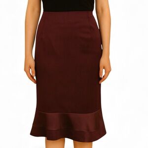 Liliu Burgundy Silk Trim Skirt Size 6